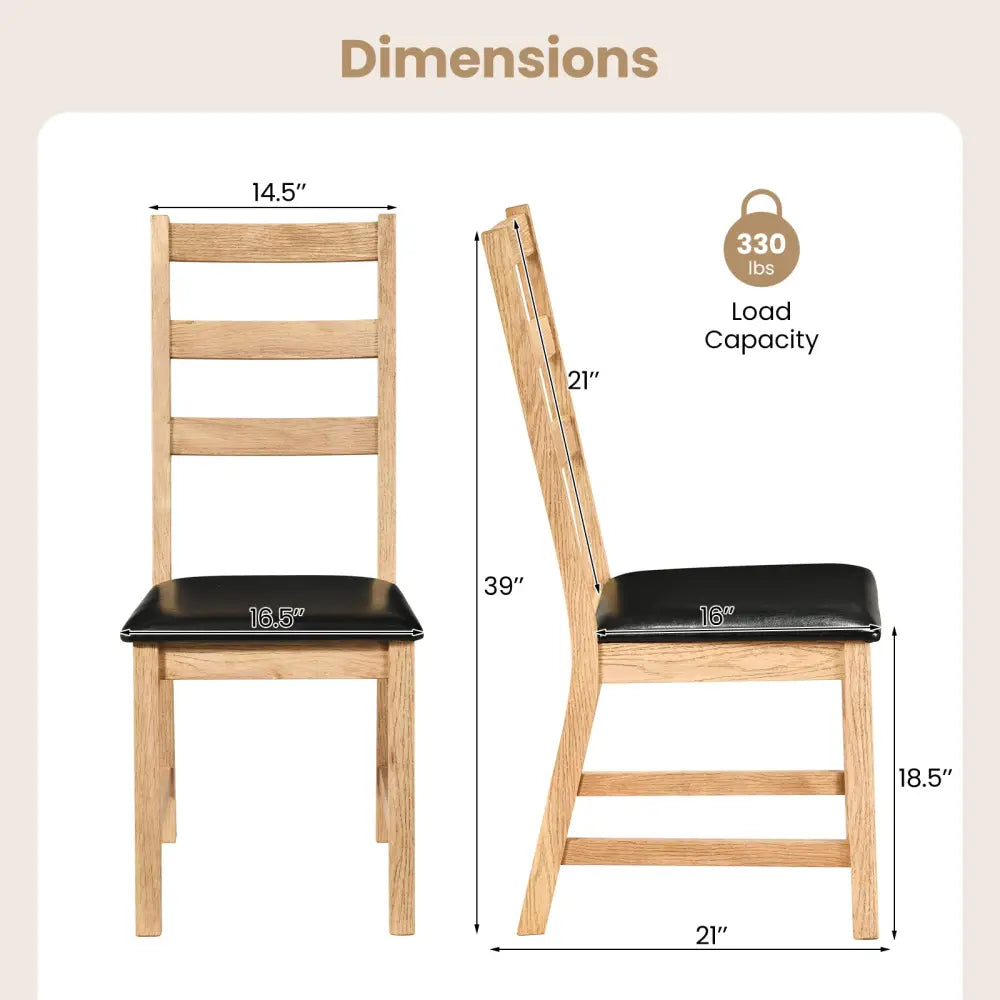 Dining Chairs Set of 2 Farmhouse Dining Room Chairs with Hollowed Backrest-Natural - Natural - Dining Chairs