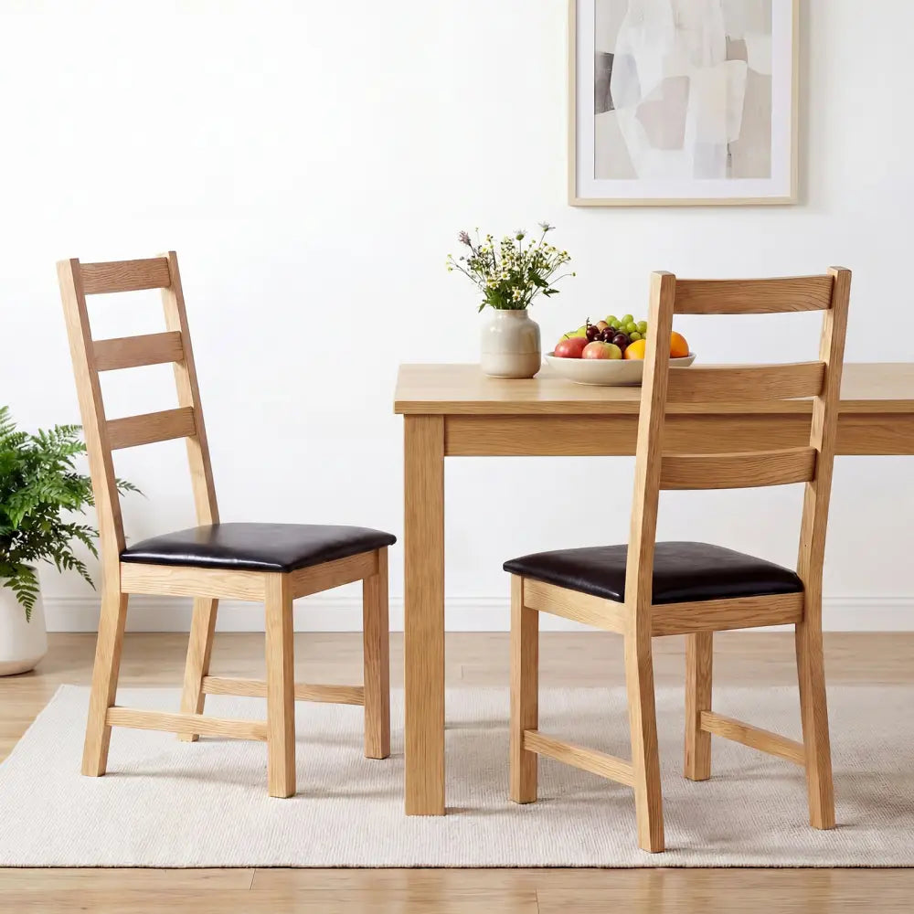 Dining Chairs Set of 2 Farmhouse Dining Room Chairs with Hollowed Backrest-Natural - Natural - Dining Chairs