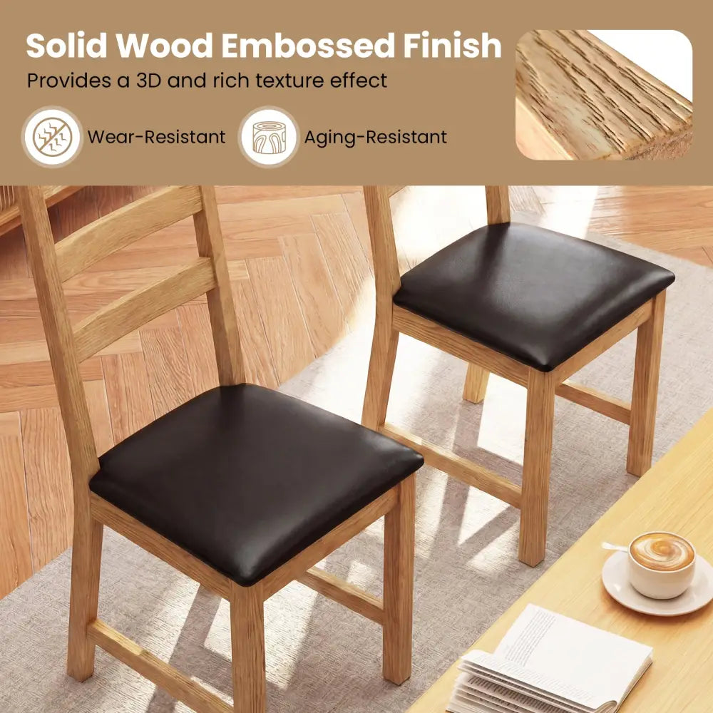 Dining Chairs Set of 2 Farmhouse Dining Room Chairs with Hollowed Backrest-Natural - Natural - Dining Chairs