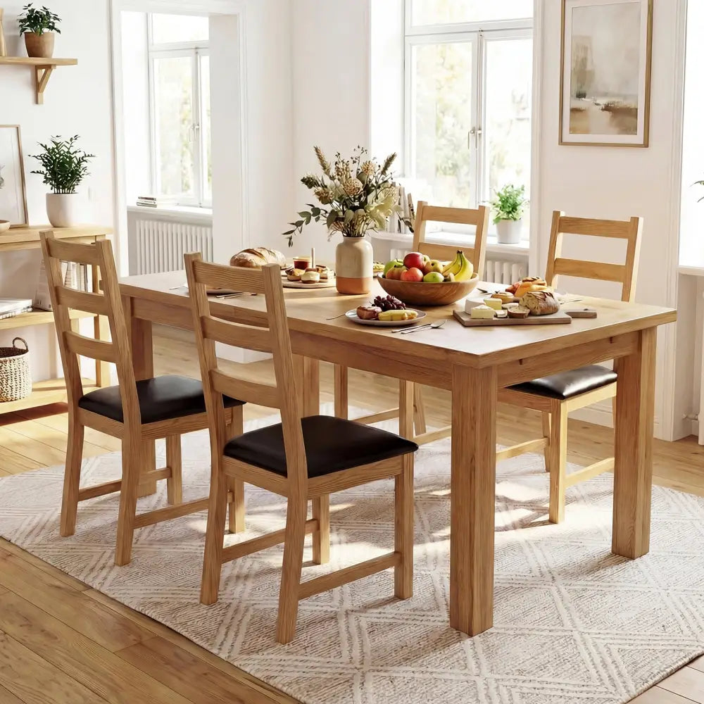 Dining Chairs Set of 2 Farmhouse Dining Room Chairs with Hollowed Backrest-Natural - Natural - Dining Chairs