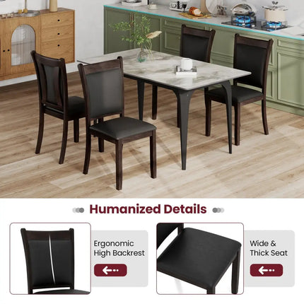 Dining Chairs Set of 2 Faux Leather Upholstered Kitchen Side Chairs with Padded Seat-Gray - Gray - Dining Chairs
