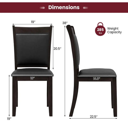 Dining Chairs Set of 2 Faux Leather Upholstered Kitchen Side Chairs with Padded Seat-Gray - Gray - Dining Chairs