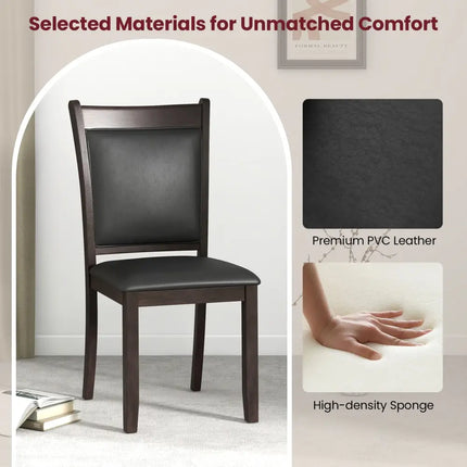Dining Chairs Set of 2 Faux Leather Upholstered Kitchen Side Chairs with Padded Seat-Gray - Gray - Dining Chairs