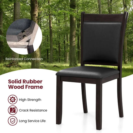 Dining Chairs Set of 2 Faux Leather Upholstered Kitchen Side Chairs with Padded Seat-Gray - Gray - Dining Chairs
