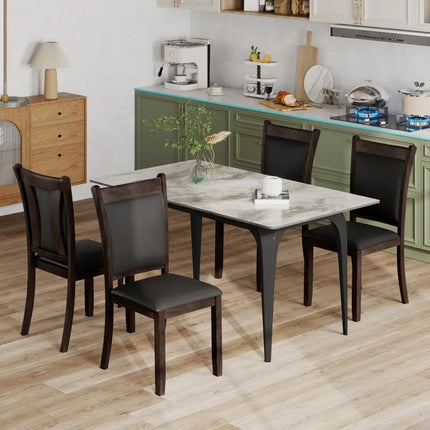 Dining Chairs Set of 2 Faux Leather Upholstered Kitchen Side Chairs with Padded Seat-Gray - Gray - Dining Chairs