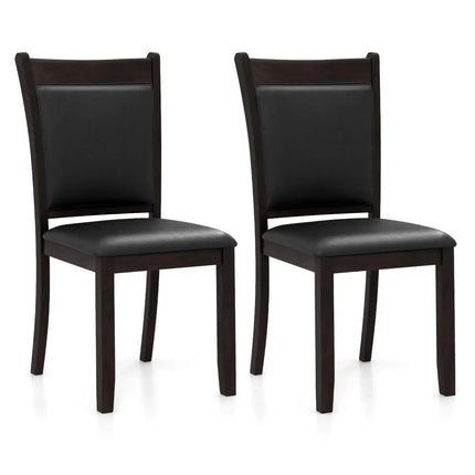 Dining Chairs Set of 2 Faux Leather Upholstered Kitchen Side Chairs with Padded Seat-Gray - Gray - Dining Chairs
