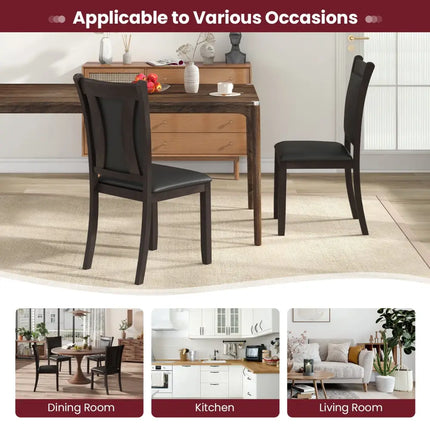 Dining Chairs Set of 2 Faux Leather Upholstered Kitchen Side Chairs with Padded Seat-Gray - Gray - Dining Chairs