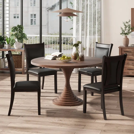 Dining Chairs Set of 2 Faux Leather Upholstered Kitchen Side Chairs with Padded Seat-Gray - Gray - Dining Chairs