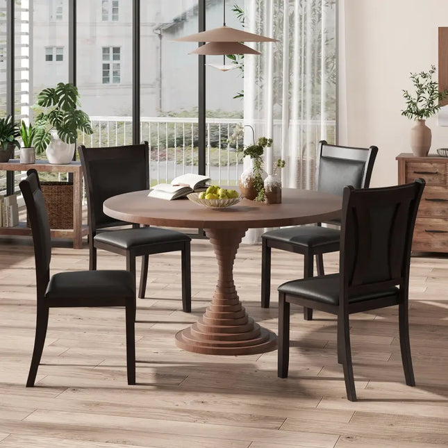 Dining Chairs Set of 2 Faux Leather Upholstered Kitchen Side Chairs with Padded Seat-Gray - Gray - Dining Chairs
