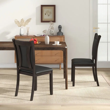 Dining Chairs Set of 2 Faux Leather Upholstered Kitchen Side Chairs with Padded Seat-Gray - Gray - Dining Chairs