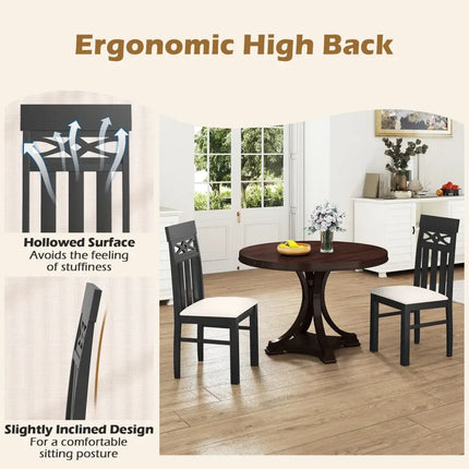 Dining Chairs Set of 2 High Back Dining Room Chairs with Padded Seat and Rubber Wood Frame-Black - Black - Dining Chairs