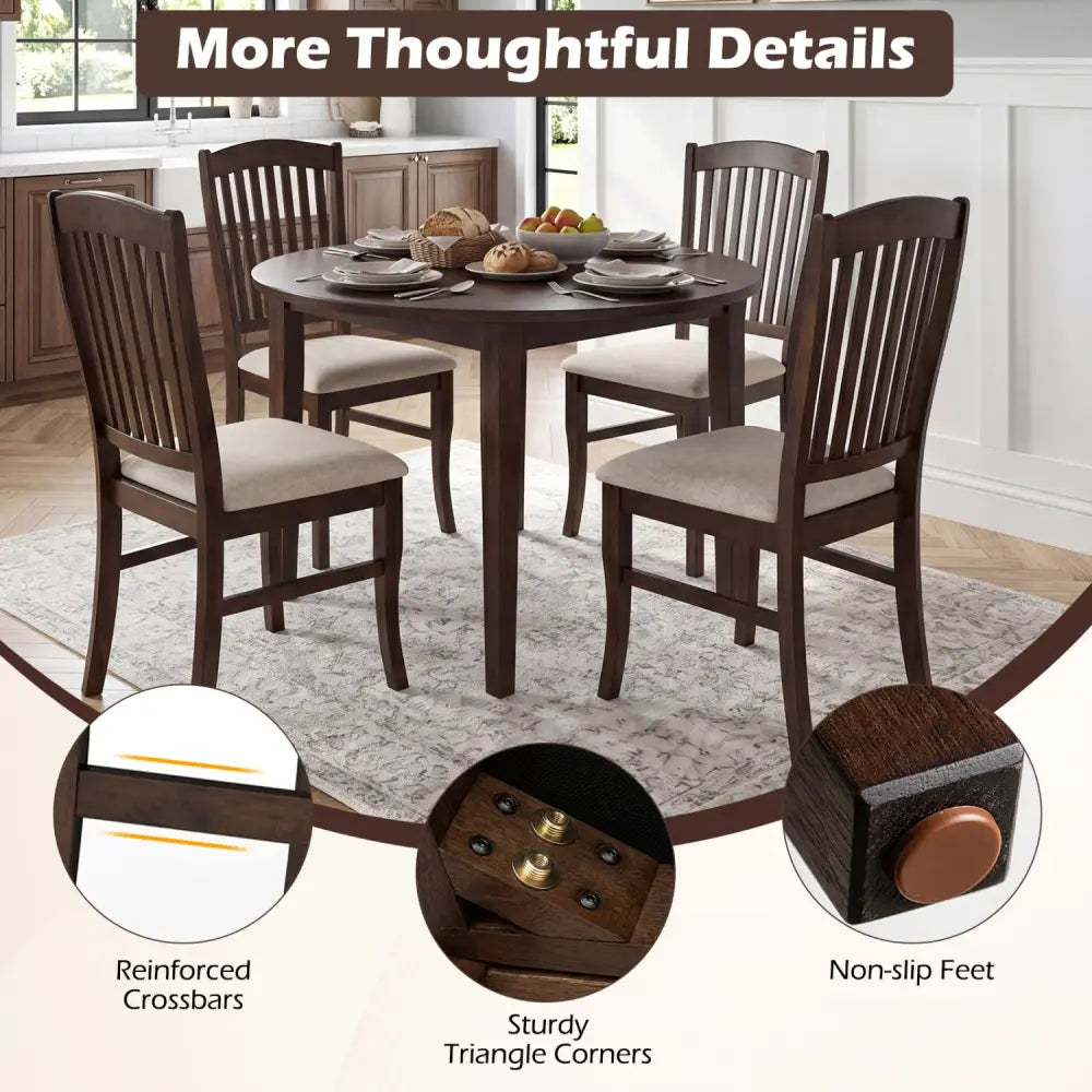 Dining Chairs Set of 2 Kitchen Side Chairs Mid-century Armless Dinette Chairs-Brown & White - Brown & White - Dining