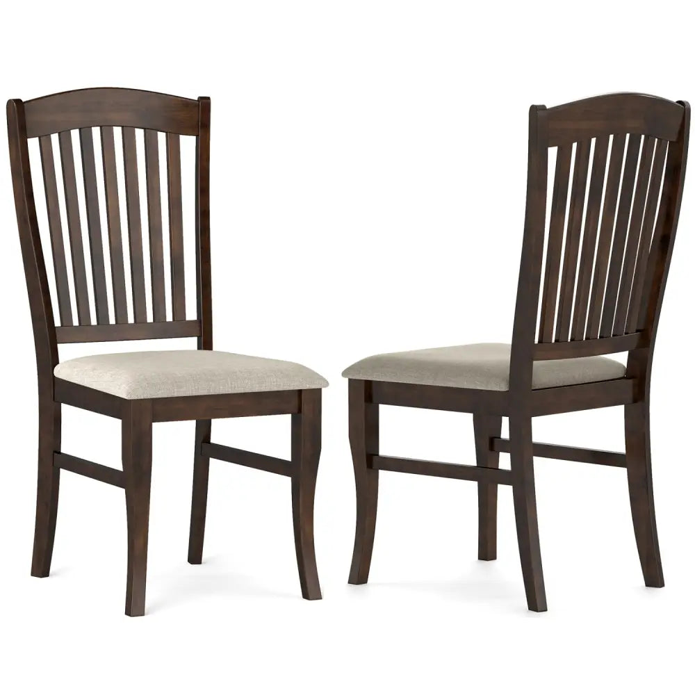 Dining Chairs Set of 2 Kitchen Side Chairs Mid-century Armless Dinette Chairs-Brown & White - Brown & White - Dining