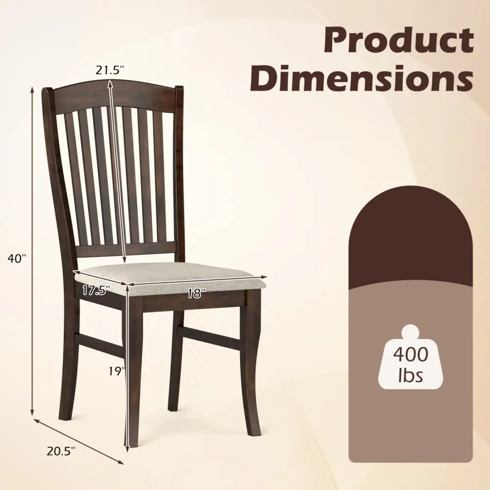 Dining Chairs Set of 2 Kitchen Side Chairs Mid-century Armless Dinette Chairs-Brown & White - Brown & White - Dining