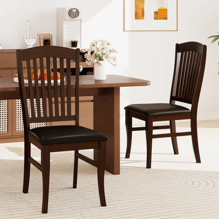 Dining Chairs Set of 2 Kitchen Side Chairs Mid-century Armless Dinette Chairs-Coffee - Coffee - Dining Chairs