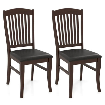 Dining Chairs Set of 2 Kitchen Side Chairs Mid-century Armless Dinette Chairs-Coffee - Coffee - Dining Chairs
