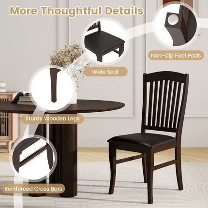 Dining Chairs Set of 2 Kitchen Side Chairs Mid-century Armless Dinette Chairs-Coffee - Coffee - Dining Chairs