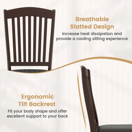Dining Chairs Set of 2 Kitchen Side Chairs Mid-century Armless Dinette Chairs-Coffee - Coffee - Dining Chairs