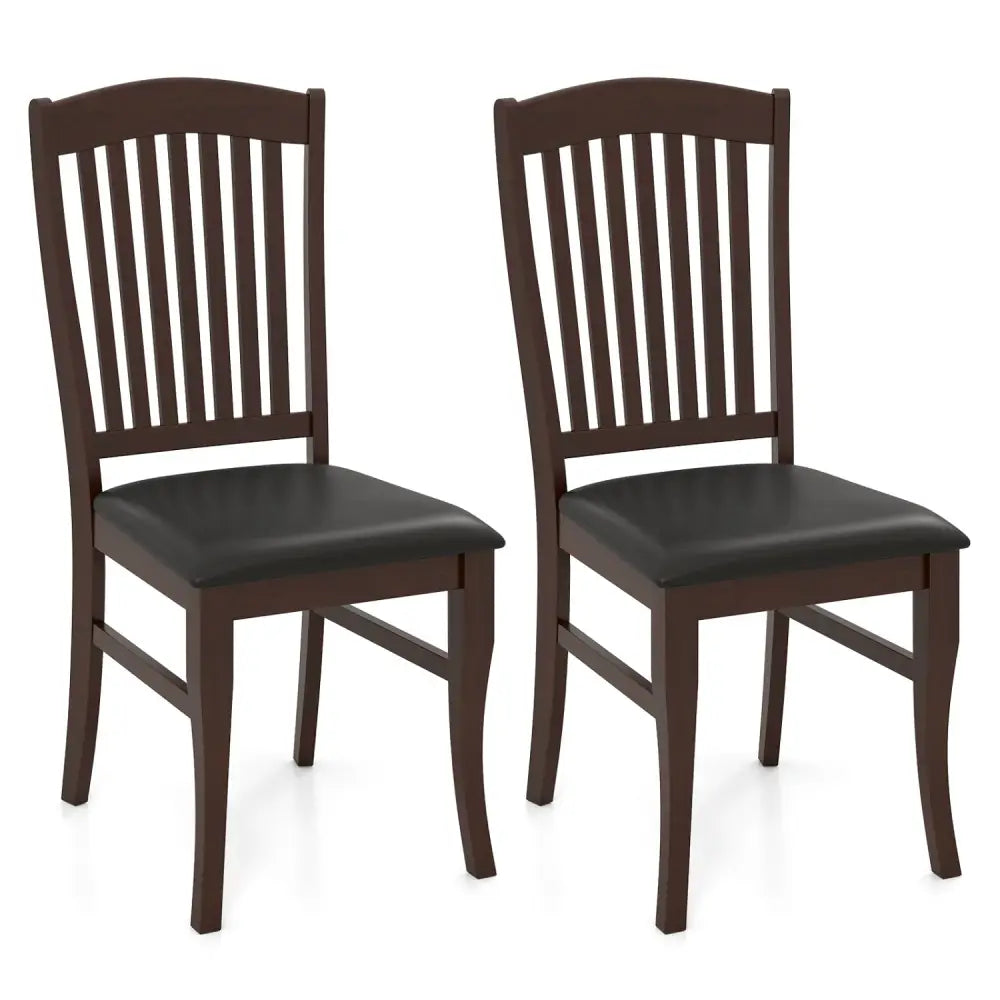 Dining Chairs Set of 2 Kitchen Side Chairs Mid-century Armless Dinette Chairs-Coffee - Coffee - Dining Chairs