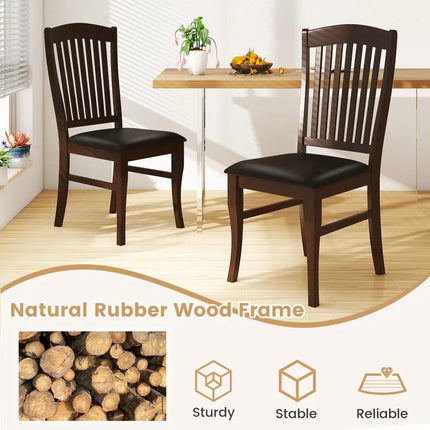 Dining Chairs Set of 2 Kitchen Side Chairs Mid-century Armless Dinette Chairs-Coffee - Coffee - Dining Chairs