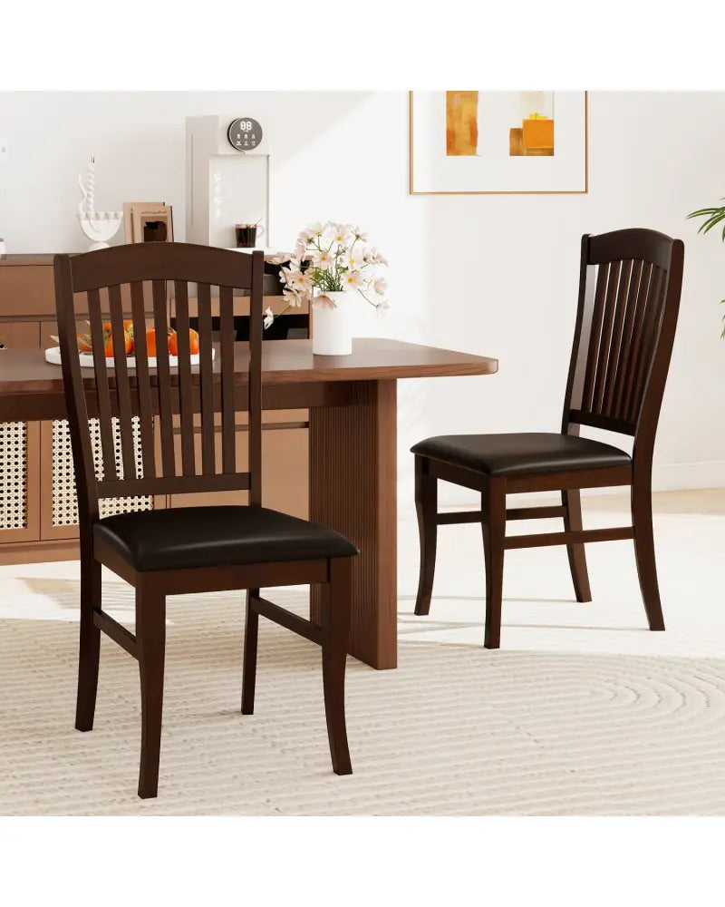 Dining Chairs Set of 2 Kitchen Side Chairs Mid-century Armless Dinette Chairs-Coffee - Coffee - Dining Chairs