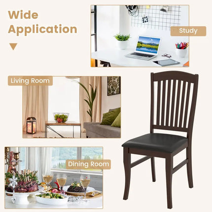 Dining Chairs Set of 2 Kitchen Side Chairs Mid-century Armless Dinette Chairs-Coffee - Coffee - Dining Chairs