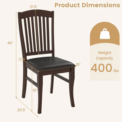 Dining Chairs Set of 2 Kitchen Side Chairs Mid-century Armless Dinette Chairs-Coffee - Coffee - Dining Chairs