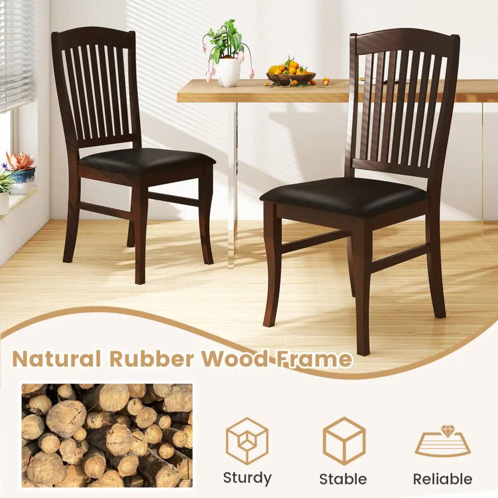 Dining Chairs Set of 2 Kitchen Side Chairs Mid-century Armless Dinette Chairs-Coffee - Coffee - Dining Chairs