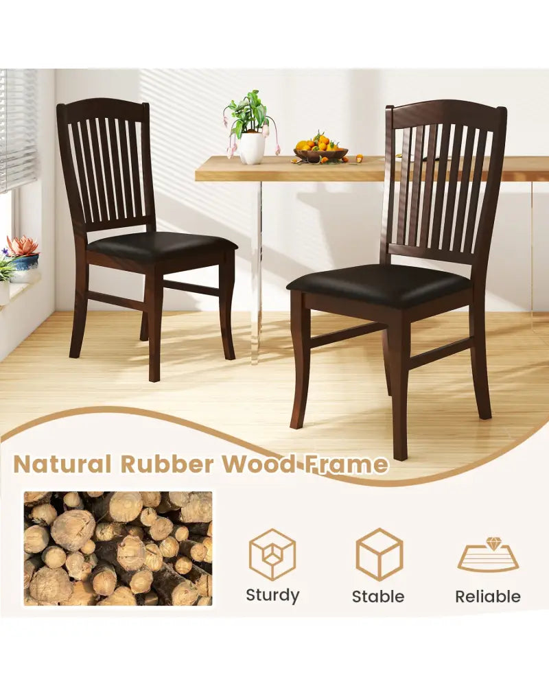 Dining Chairs Set of 2 Kitchen Side Chairs Mid-century Armless Dinette Chairs-Coffee - Coffee - Dining Chairs