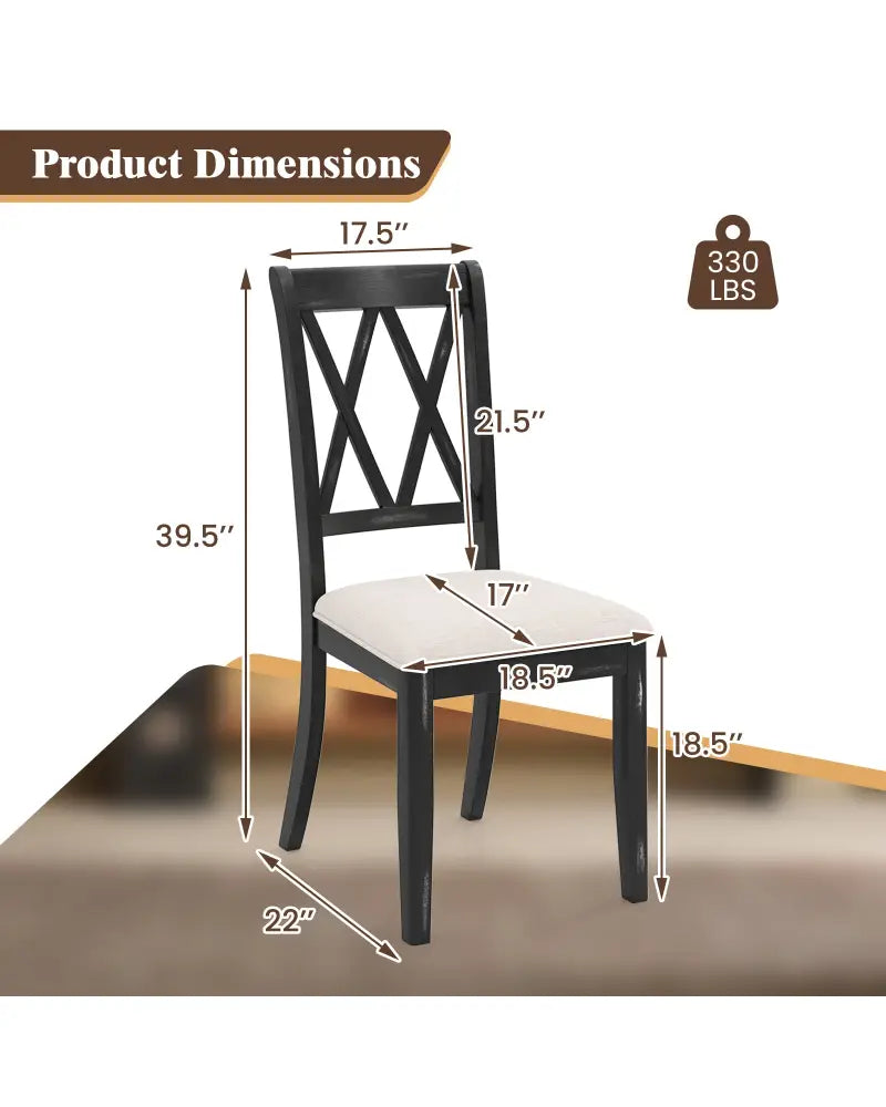 Dining Chairs Set of 2 Kitchen Side Chairs with Curved Cross Back-Beige - Beige - Dining Chairs