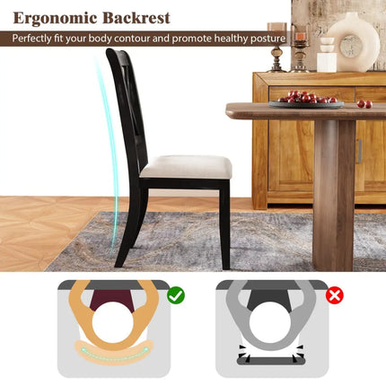 Dining Chairs Set of 2 Kitchen Side Chairs with Curved Cross Back-Beige - Beige - Dining Chairs