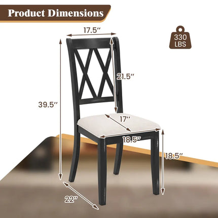 Dining Chairs Set of 2 Kitchen Side Chairs with Curved Cross Back-Beige - Beige - Dining Chairs