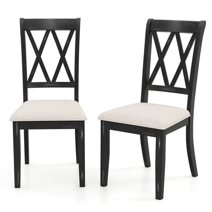 Dining Chairs Set of 2 Kitchen Side Chairs with Curved Cross Back-Beige - Beige - Dining Chairs