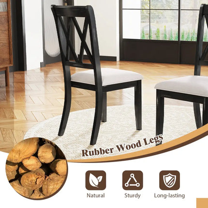 Dining Chairs Set of 2 Kitchen Side Chairs with Curved Cross Back-Beige - Beige - Dining Chairs