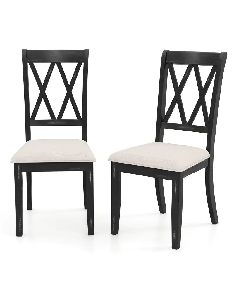 Dining Chairs Set of 2 Kitchen Side Chairs with Curved Cross Back-Beige - Beige - Dining Chairs