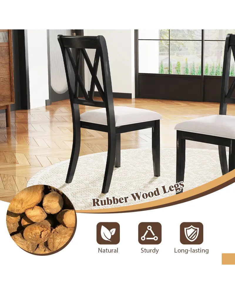 Dining Chairs Set of 2 Kitchen Side Chairs with Curved Cross Back-Beige - Beige - Dining Chairs