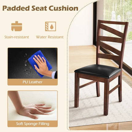 Dining Chairs Set of 2 Kitchen Side Chairs with Rubber Wood Legs-Walnut - Walnut - Dining Chairs