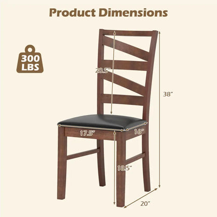 Dining Chairs Set of 2 Kitchen Side Chairs with Rubber Wood Legs-Walnut - Walnut - Dining Chairs