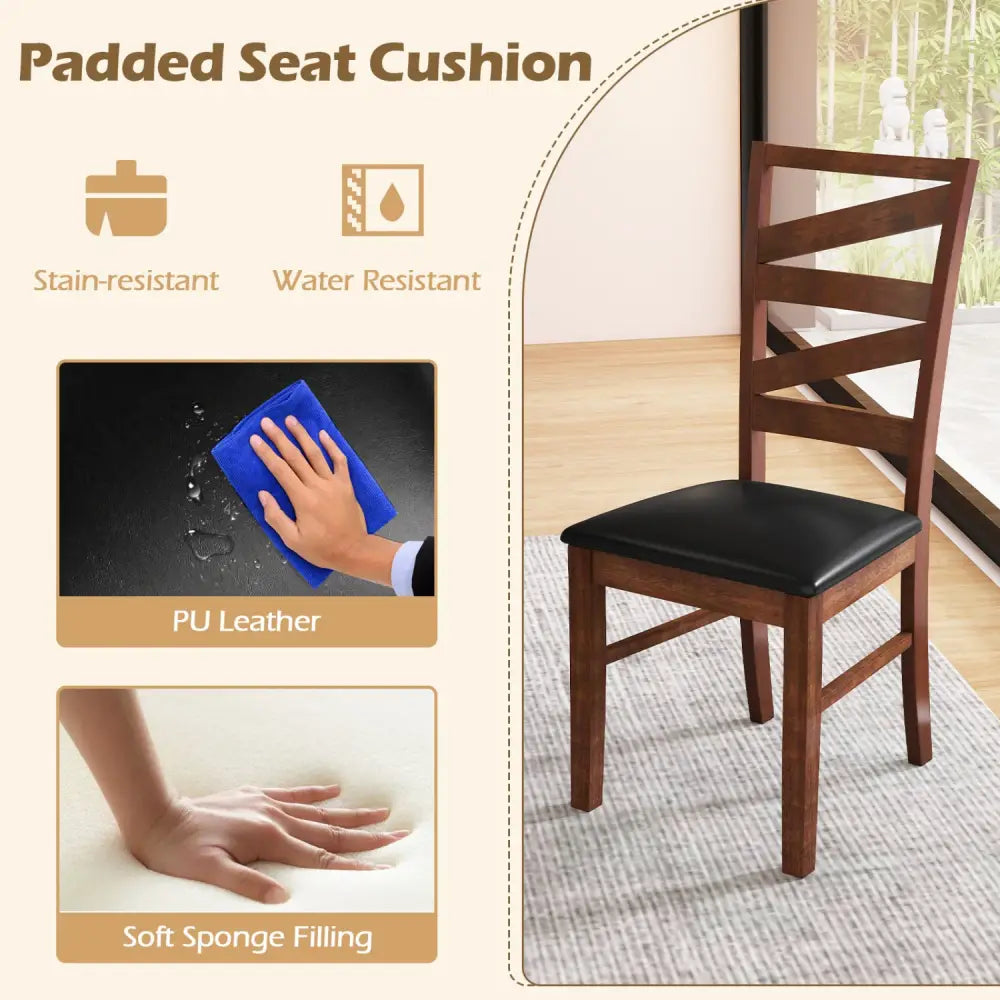 Dining Chairs Set of 2 Kitchen Side Chairs with Rubber Wood Legs-Walnut - Walnut - Dining Chairs