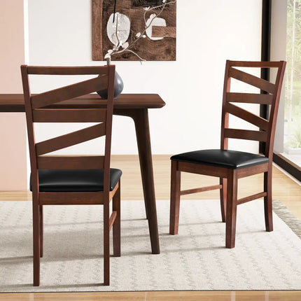 Dining Chairs Set of 2 Kitchen Side Chairs with Rubber Wood Legs-Walnut - Walnut - Dining Chairs