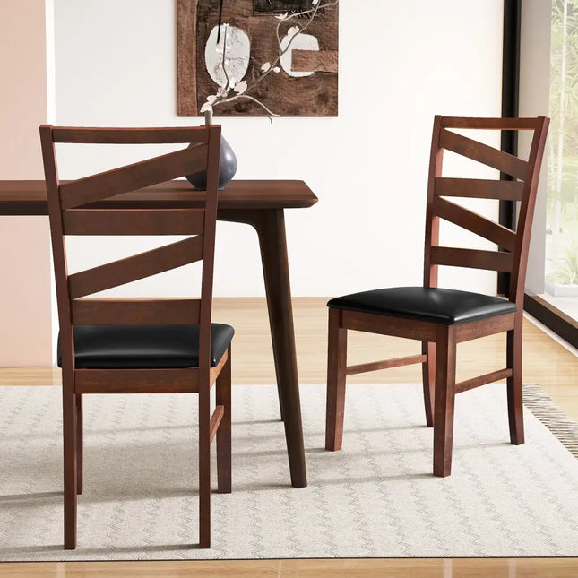 Dining Chairs Set of 2 Kitchen Side Chairs with Rubber Wood Legs-Walnut - Walnut - Dining Chairs