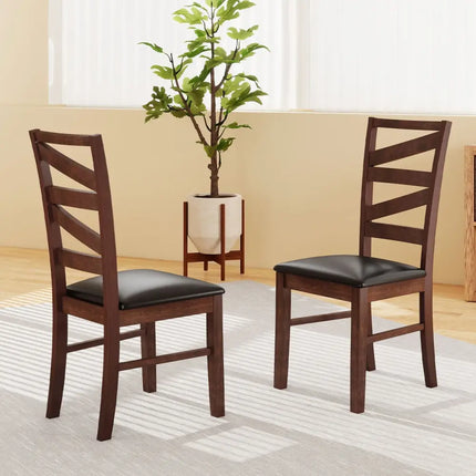 Dining Chairs Set of 2 Kitchen Side Chairs with Rubber Wood Legs-Walnut - Walnut - Dining Chairs