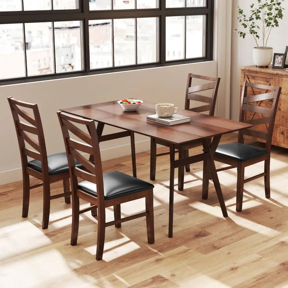 Dining Chairs Set of 2 Kitchen Side Chairs with Rubber Wood Legs-Walnut - Walnut - Dining Chairs