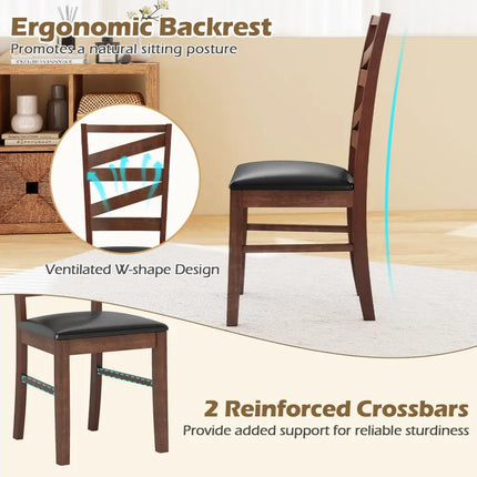 Dining Chairs Set of 2 Kitchen Side Chairs with Rubber Wood Legs-Walnut - Walnut - Dining Chairs
