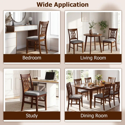 Dining Chairs Set of 2 Dining Room Chairs with Padded Seat for Kitchen Living Room-Walnut - Walnut - Dining Chairs