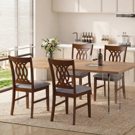 Dining Chairs Set of 2 Dining Room Chairs with Padded Seat for Kitchen Living Room-Walnut - Walnut - Dining Chairs