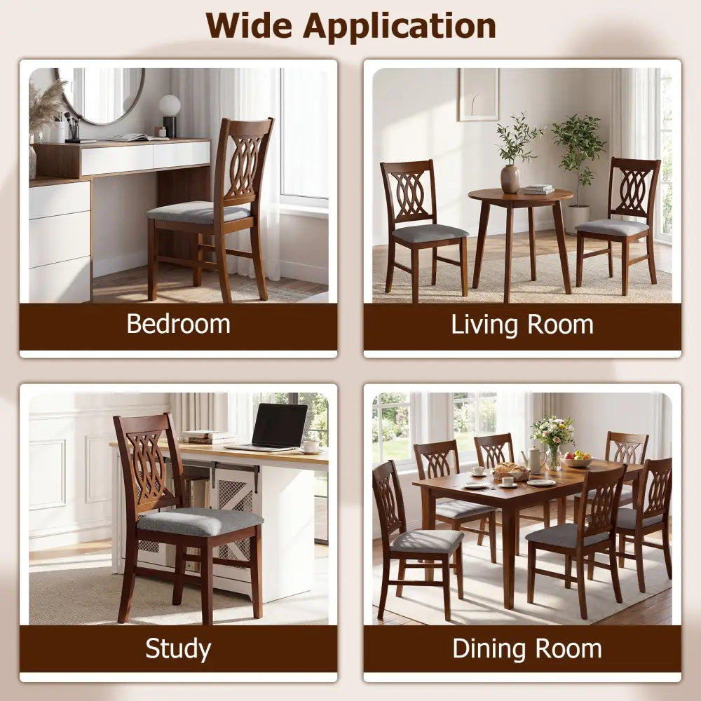 Dining Chairs Set of 2 Dining Room Chairs with Padded Seat for Kitchen Living Room-Walnut - Walnut - Dining Chairs