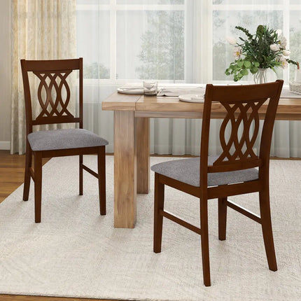 Dining Chairs Set of 2 Dining Room Chairs with Padded Seat for Kitchen Living Room-Walnut - Walnut - Dining Chairs