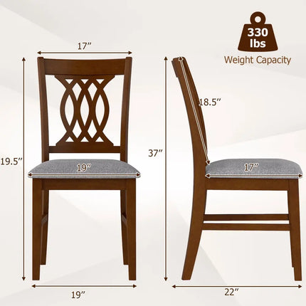 Dining Chairs Set of 2 Dining Room Chairs with Padded Seat for Kitchen Living Room-Walnut - Walnut - Dining Chairs