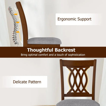 Dining Chairs Set of 2 Dining Room Chairs with Padded Seat for Kitchen Living Room-Walnut - Walnut - Dining Chairs